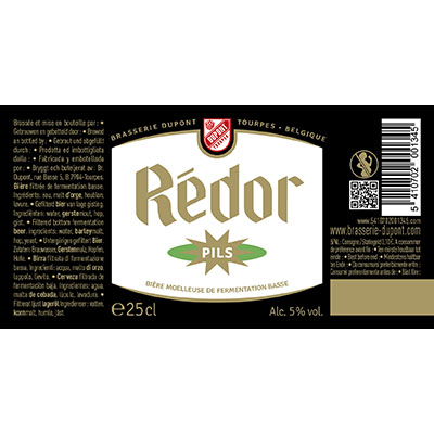 5410702001345 Rédor Pils - 25cl Bière filtrée de fermentation basse Sticker Front